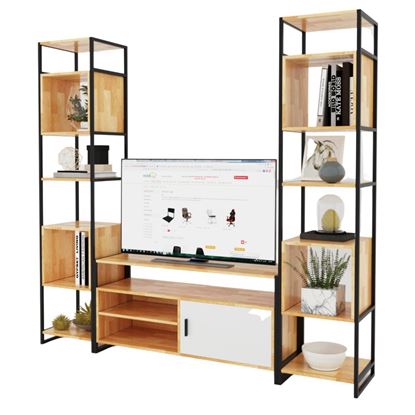 KTV68005 - Kệ tivi kết hợp giá sách khung sắt mặt gỗ - 200x40x200 (cm) KTV68005 - Kệ tivi kết hợp giá sách khung sắt mặt gỗ - 200x40x200 (cm)