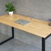 Bàn làm việc 140x60cm gỗ cao su chân sắt hệ Rectang lắp ráp HBRT003