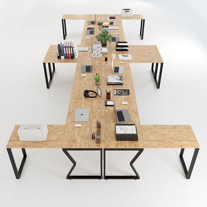 Bàn cụm 8 góc chữ L nối tiếp hệ Mconcept gỗ cao su chân sắt HBMC030