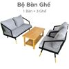 Bộ bàn ghế sofa nệm vải xám và bàn gỗ tre CBSF68020