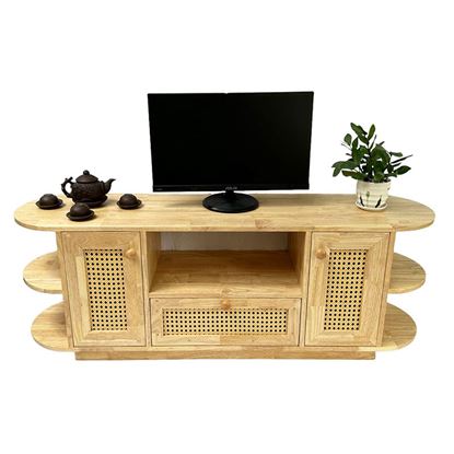 Kệ tivi gỗ cao su cửa lưới mây KTV68084 Kệ tivi gỗ cao su cửa lưới mây KTV68084