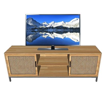 Kệ Tivi gỗ cao su cửa mây chân sắt KTV68086 Kệ Tivi gỗ cao su cửa mây chân sắt KTV68086