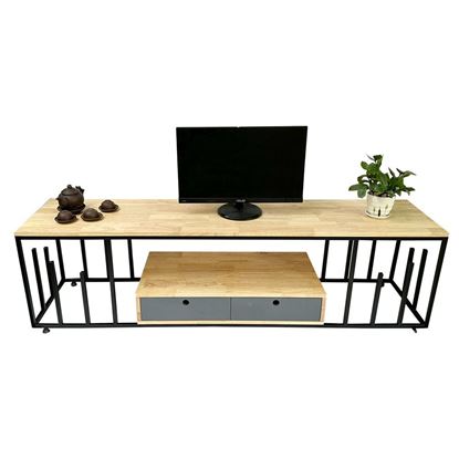 Kệ tivi có ngăn kéo gỗ cao su khung sắt KTV68089 Kệ tivi có ngăn kéo gỗ cao su khung sắt KTV68089